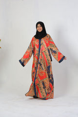 Floral Red Printed Abaya