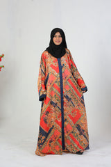 Floral Red Printed Abaya