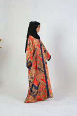 Floral Red Printed Abaya